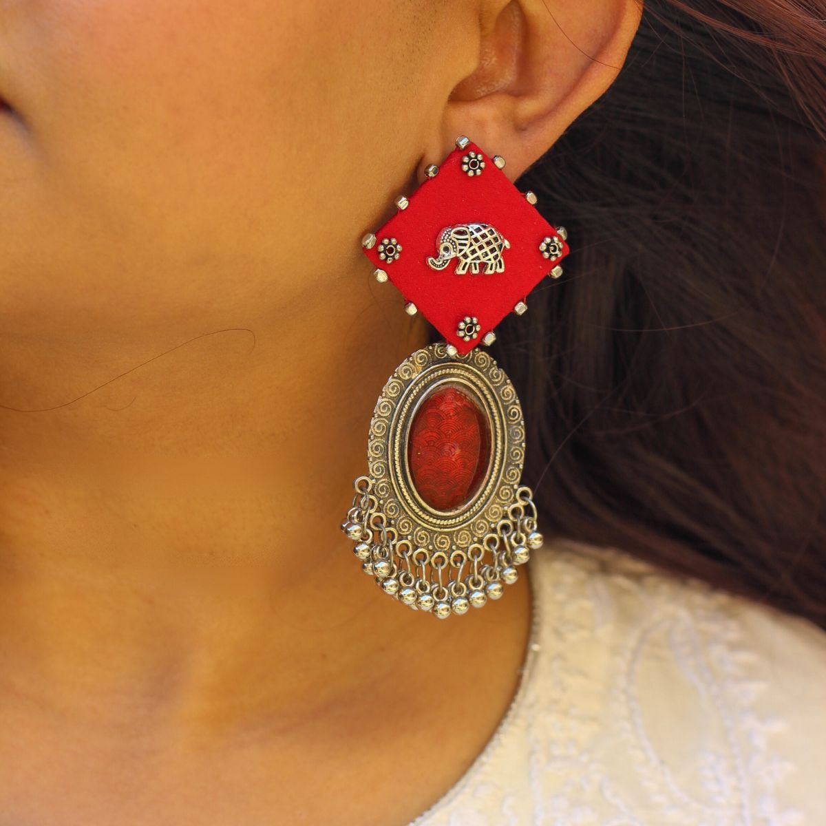 Red Monochrome Earrings